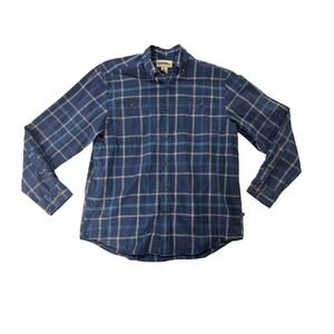 Gander Mountain Mtn‎ Size M 100% Cotton Men's Long Sleeve Shirt Blue Plaid